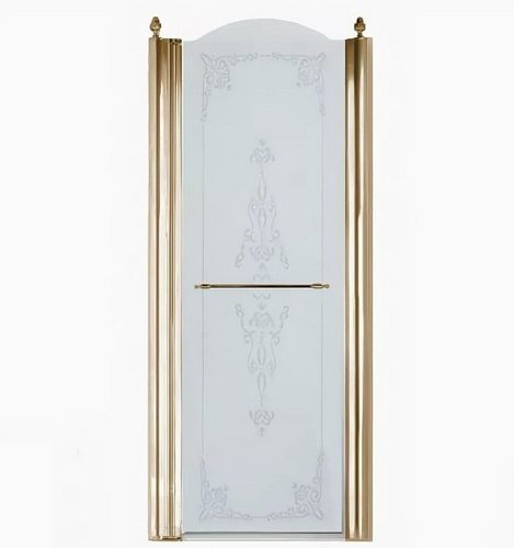 Душевая дверь Migliore Diadema 90 ML.DDM-22.592.TR.DO петля слева, профиль золото, стекло прозрачное/декор