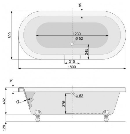 Ванна классическая POOL SPA Memory XL 180x80