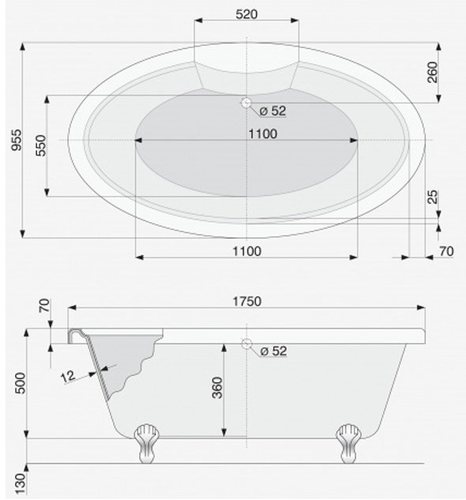 Ванна классическая POOL SPA Beauty 175x100