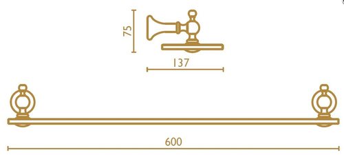 Bagno & Associati Regency полка стеклянная (стекло матовое) в цвете бронза, RE11492