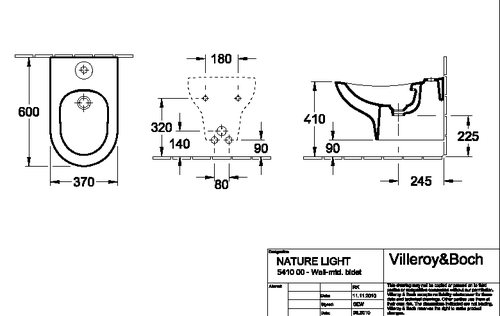 Биде подвесное Villeroy & Boch My Nature 5410 00 XX