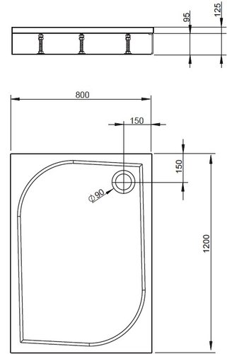 Душевой поддон Radaway Paros D1200 120х80