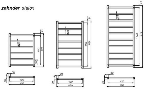 Полотенцесушитель водяной Zehnder Stalox STX-080-045