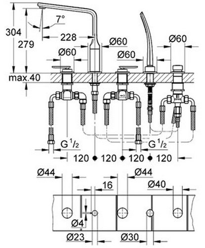 Смеситель на борт ванны Grohe Veris 19362000