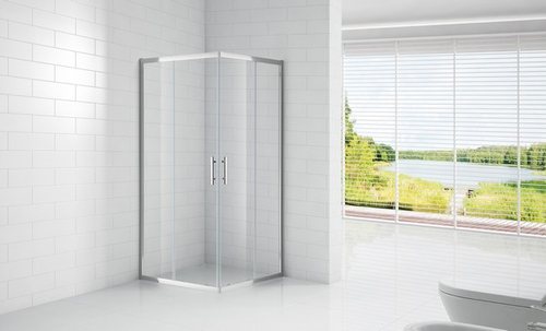 Душевой уголок Cezares Eco-R-2 80х80 см, стекло прозрачное, профиль глянцевый хром. 