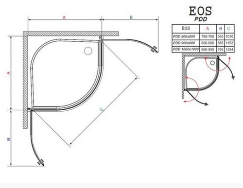 Душевой уголок Radaway Eos PDD 90х90, стекло прозрачное