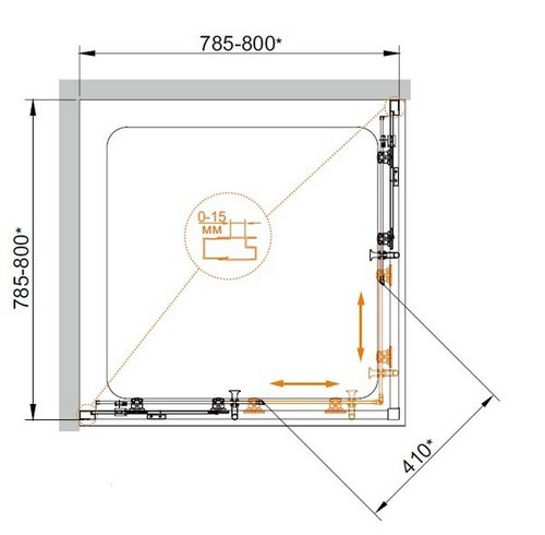 Душевой уголок CEZARES ECO-O-A-2-80-P-Cr профиль хром, стекло матовое 80x80 см