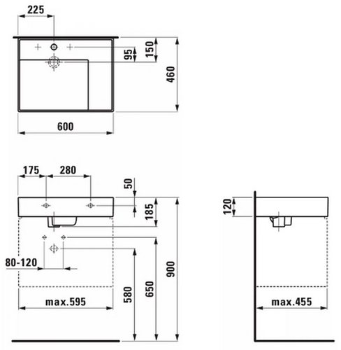 Раковина Laufen Kartell by Laufen 8.1033.4.000.104.1 с полочкой справа