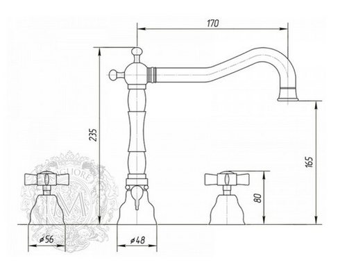 Смеситель Migliore Princeton ML.PRN-812.DO для раковины на три отверстия золото