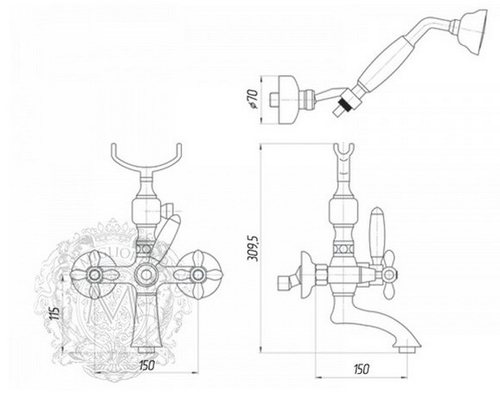 Смеситель Migliore Princeton Plus ML.PRP-8002.DO для ванны золото