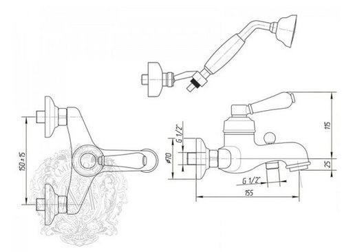 Смеситель Migliore Ermitage ML.ERM-7002.BI.DO для ванны золото