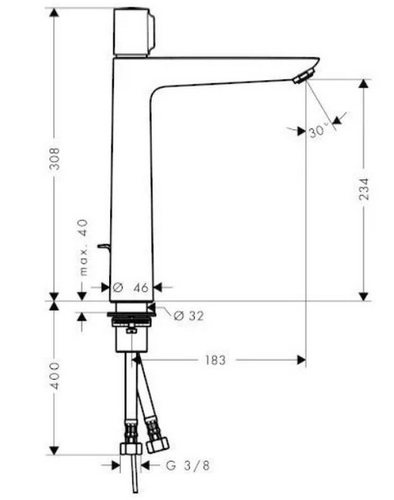 Смеситель Hansgrohe Talis Select E 71752000 раковины высокий со сливным гарнитуром
