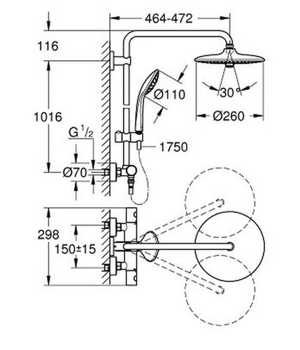 Душевая система Grohe 27296002 Euphoria System 260