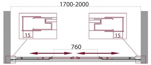Душевая дверь BelBagno UNIQUE-BF-2-170/200-P-Cr, стекло матовое, регулировка 170-200 см