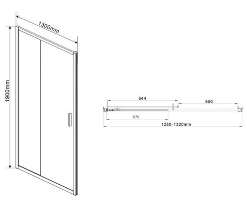 Душевая дверь Vincea Garda VDS-1G130CL 130х190 см, стекло прозрачное. Размер регулировки 1280-1320 мм.