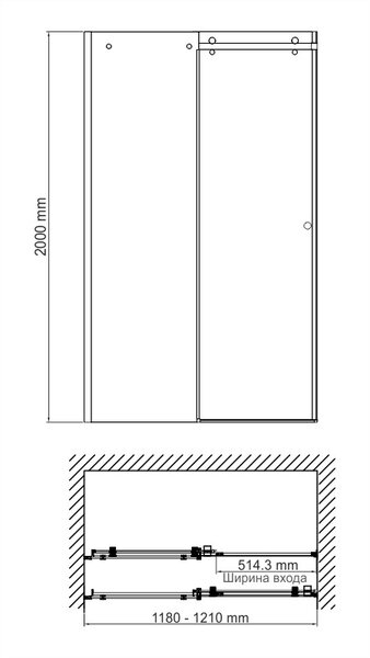 Душевая дверь раздвижная Wasserkraft Vils 56R05 120 см стекло прозрачное