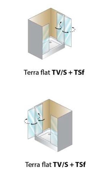 Душевая дверь складная Kolpa San Tera flat TV/S90/TSf40 130 см стекло прозрачное