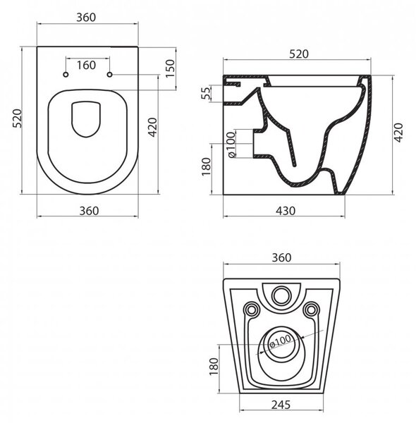 Унитаз BelBagno Marino BB105CB приставной безободковый