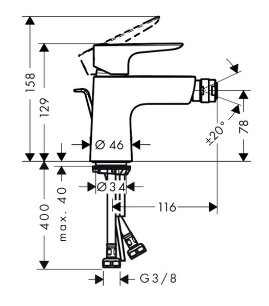 Смеситель Hansgrohe Talis E 71720140 для биде шлифованная бронза