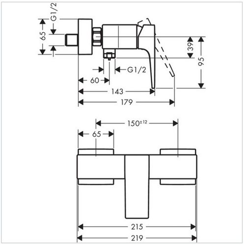 Смеситель Hansgrohe Metropol 32560670 для душа чёрный матовый