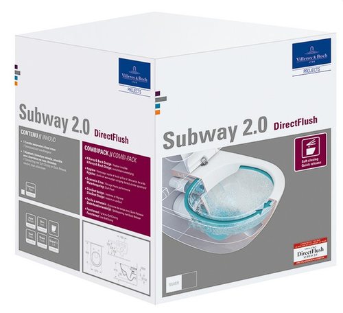 Унитаз подвесной Villeroy&Boch Subway 2.0 5614R2R1 alpin безободковый с сидением в комплекте