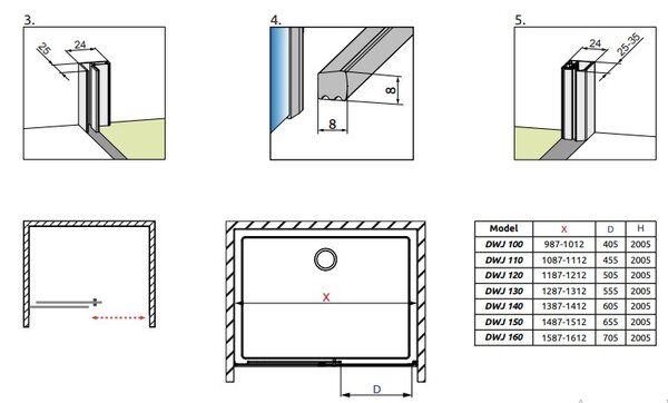 Душевая дверь Radaway Idea DWJ 110 см профиль черный матовый