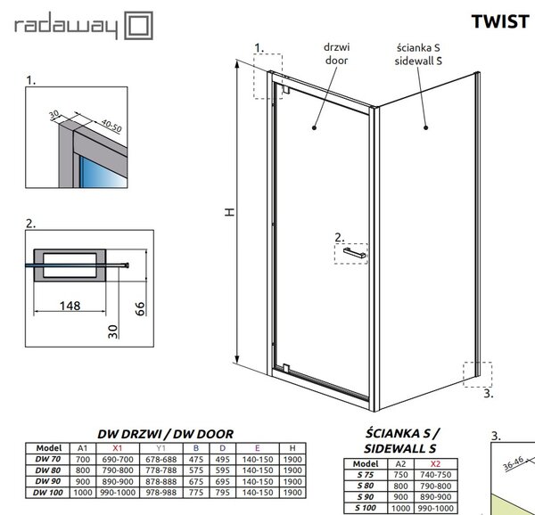 Душевой уголок Radaway Twist DW + S 70х100