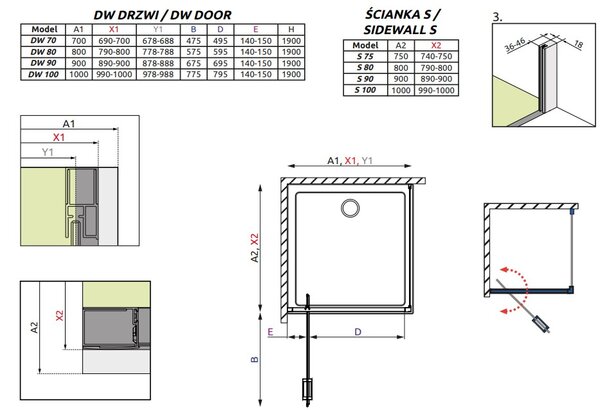 Душевой уголок Radaway Twist DW + S 100х90