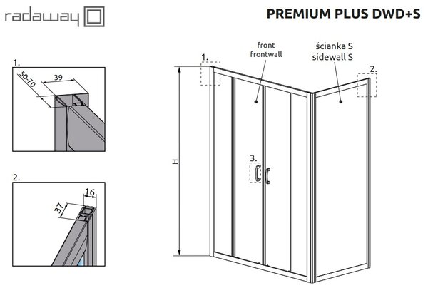 Душевой уголок Radaway Premium Plus DWD+S 150х90