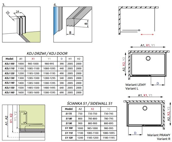Душевой уголок Radaway Idea Black KDJ 140х120 профиль черный матовый