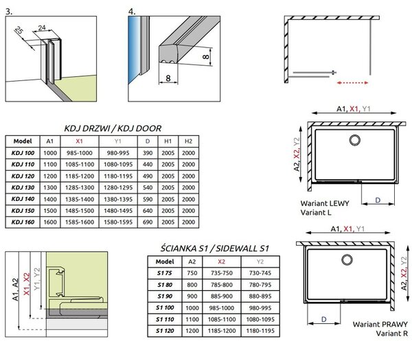 Душевой уголок Radaway Idea KDJ+1S 130х90