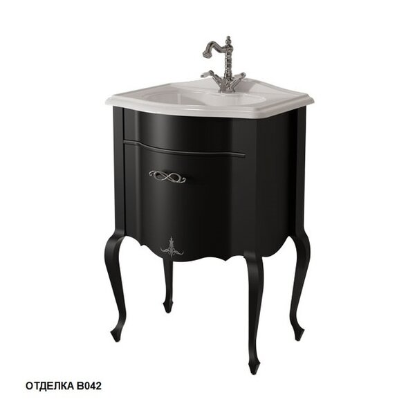 Тумба для раковины Caprigo Bourget 60 цвет B042 черный матовый патина серебро