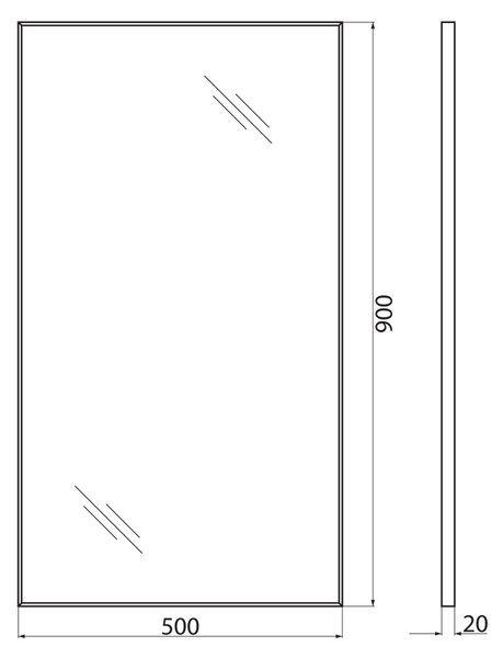 Зеркало в алюминиевой раме SPC-AL-500-900, 500x20x900
