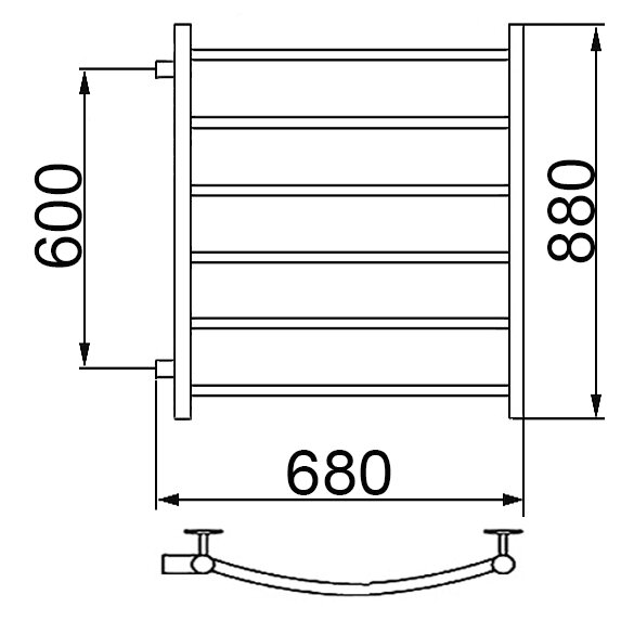 Полотенцесушитель Ника ARC ЛД 80/60 бок. подкл. 60 см