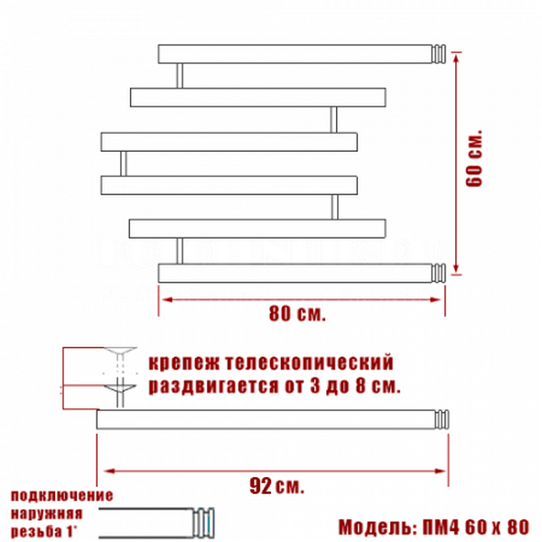 Полотенцесушитель Ника ECON ПМ-4 60/80 без полки