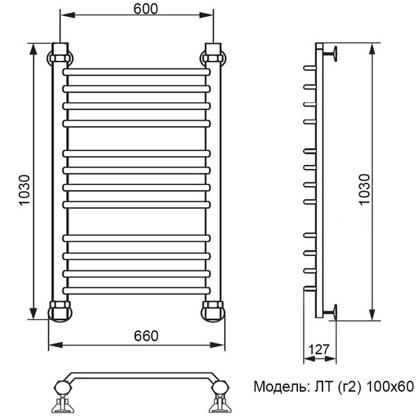 Полотенцесушитель Ника TRAPEZIUM ЛТ (Г2) 100/60