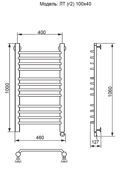 Полотенцесушитель Электрич. Ника TRAPEZIUM ЛТ (Г2) 100/40 правый тэн