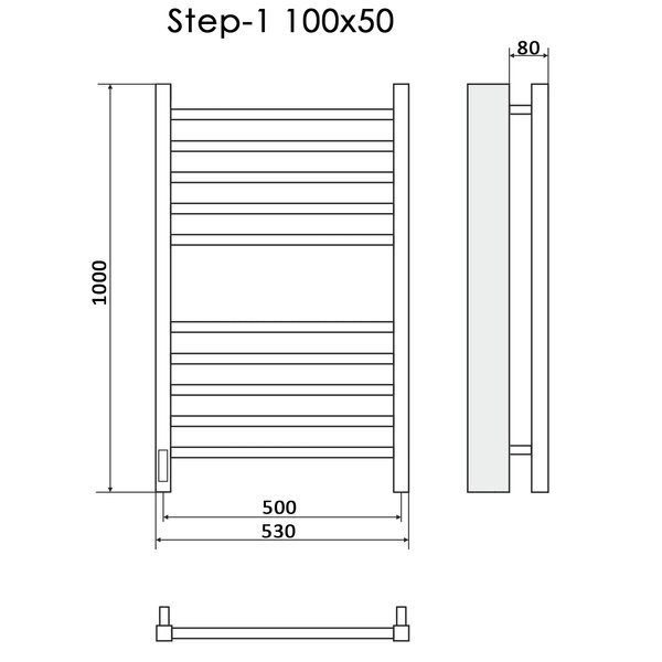 Полотенцесушитель Электрич.кабельный Ника STEP-1 100/50 левый тэн
