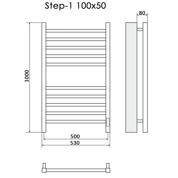 Полотенцесушитель Электрич.кабельный Ника STEP-1 100/50 правый тэн