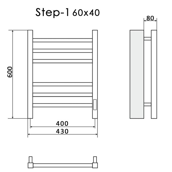 Полотенцесушитель Электрич.кабельный Ника STEP-1 60/40 RAL9016 белый матовый правый тэн