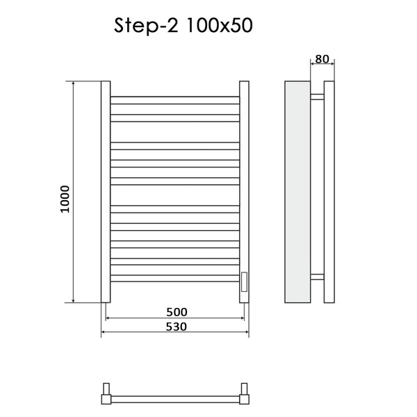Полотенцесушитель Электрич.кабельный Ника STEP-2 100/50 правый тэн