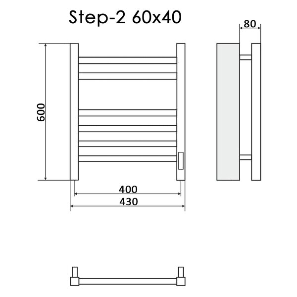Полотенцесушитель Электрич.кабельный Ника STEP-2 60/40 RAL9016 белый матовый правый тэн