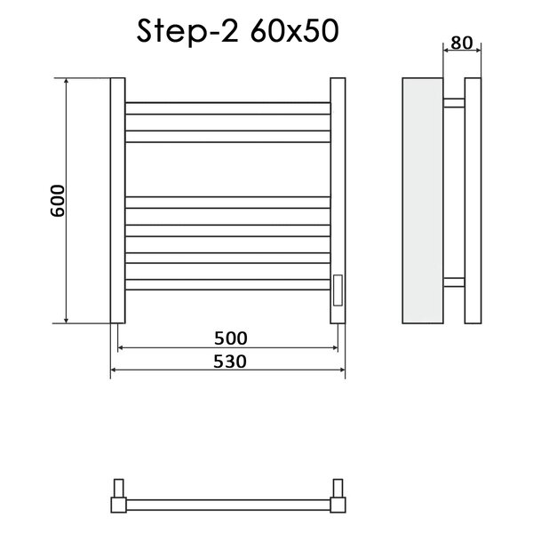 Полотенцесушитель Электрич.кабельный Ника STEP-2 60/50 правый тэн