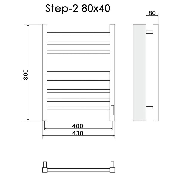 Полотенцесушитель Электрич.кабельный Ника STEP-2 80/40 RAL9016 белый матовый правый тэн