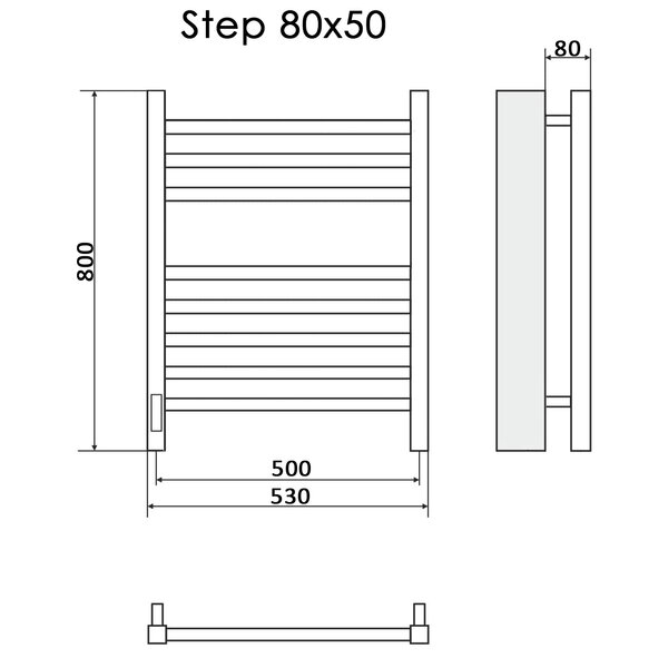 Полотенцесушитель Электрич.кабельный Ника STEP-2 80/50 левый тэн