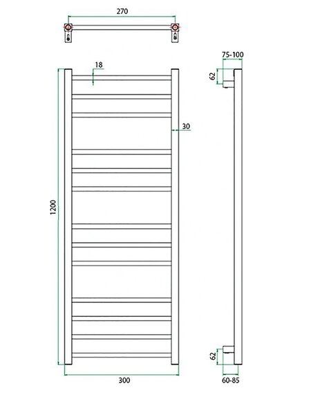 Полотенцесушитель ГРОТА ECOCLASSIK 30/120
