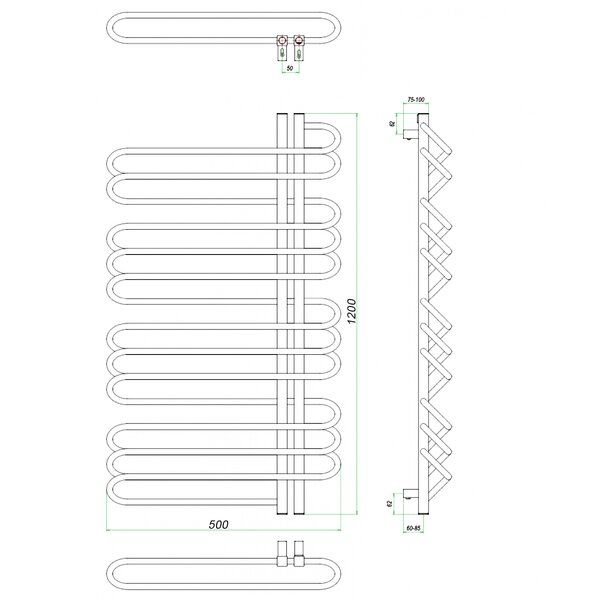 Полотенцесушитель ГРОТА STELLE 50/120 R