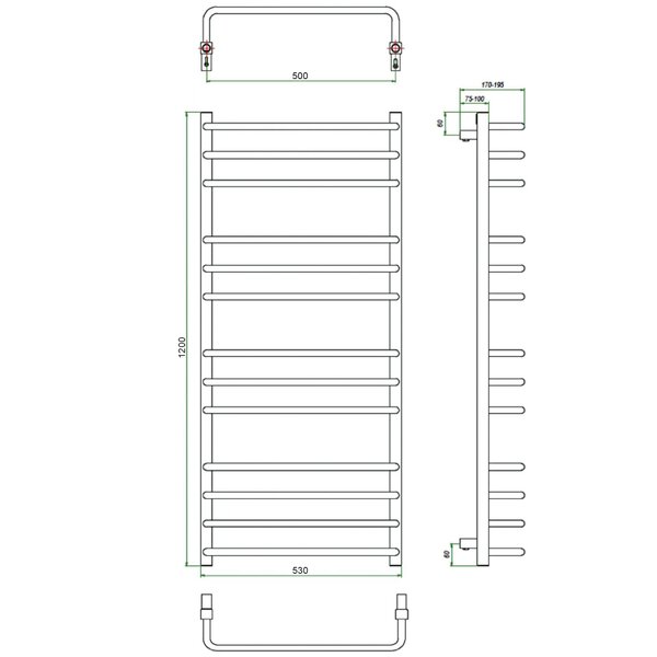 Полотенцесушитель ГРОТА ECOFORTE 53/120 элекстрический