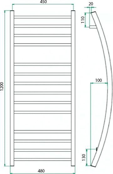 Полотенцесушитель ГРОТА PRIMO 48/120 элекстрический