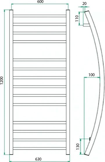 Полотенцесушитель ГРОТА PRIMO 63/120 элекстрический
